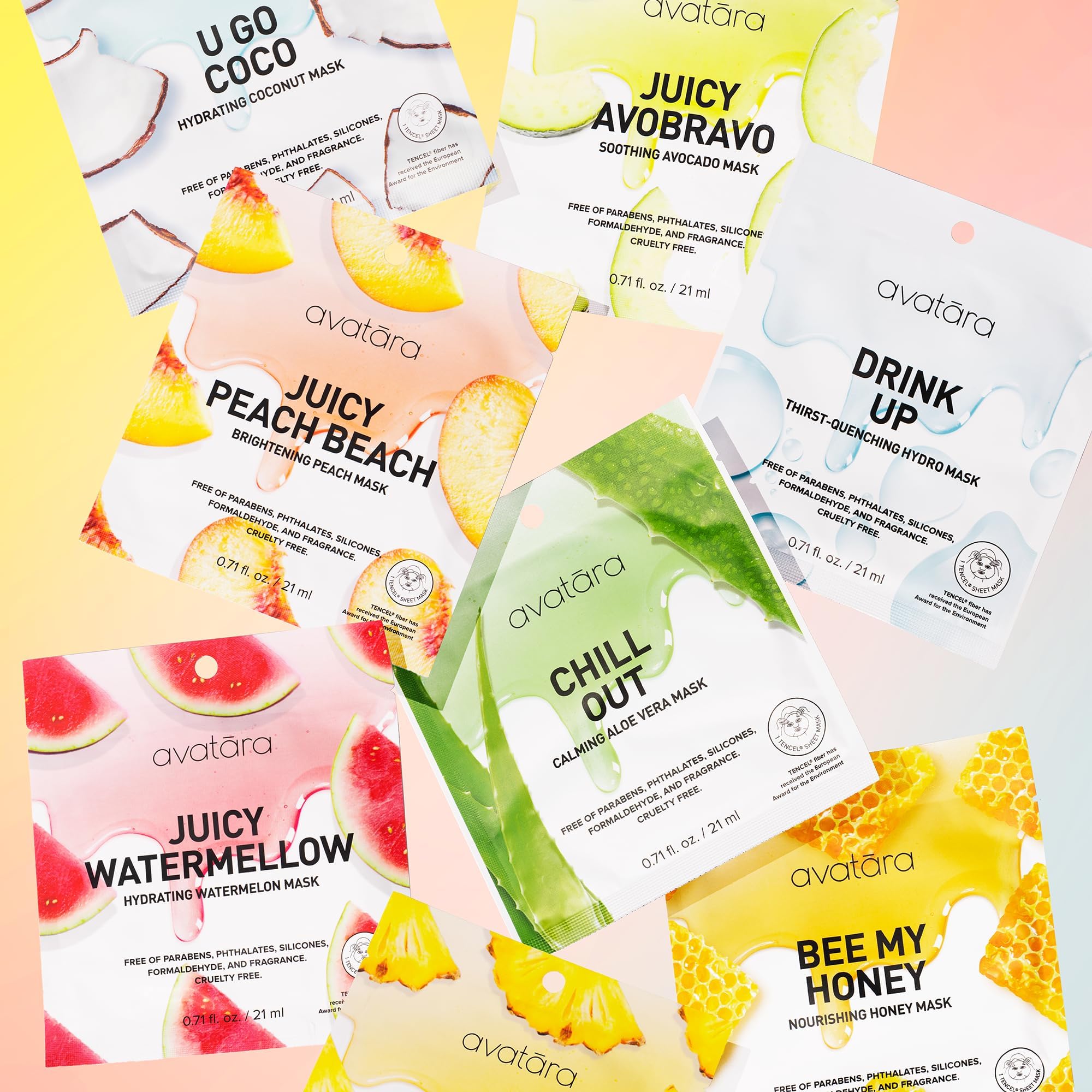Avatara Juicy Watermelon mask moisturizes and helps maintain a balanced, plump complexion.
