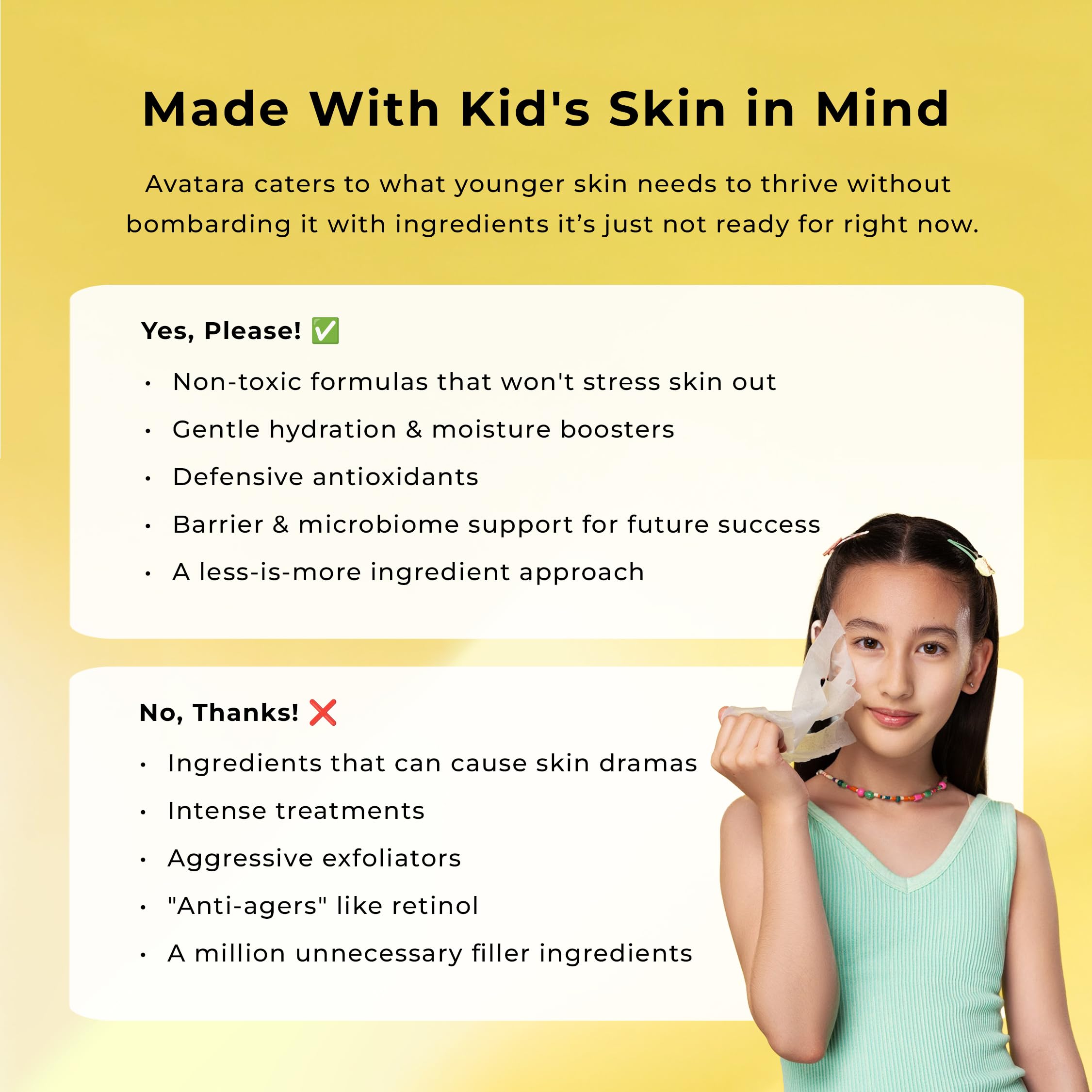 Avatara Kids Slushy Mask On Child Face: soft hydration for delicate skin.