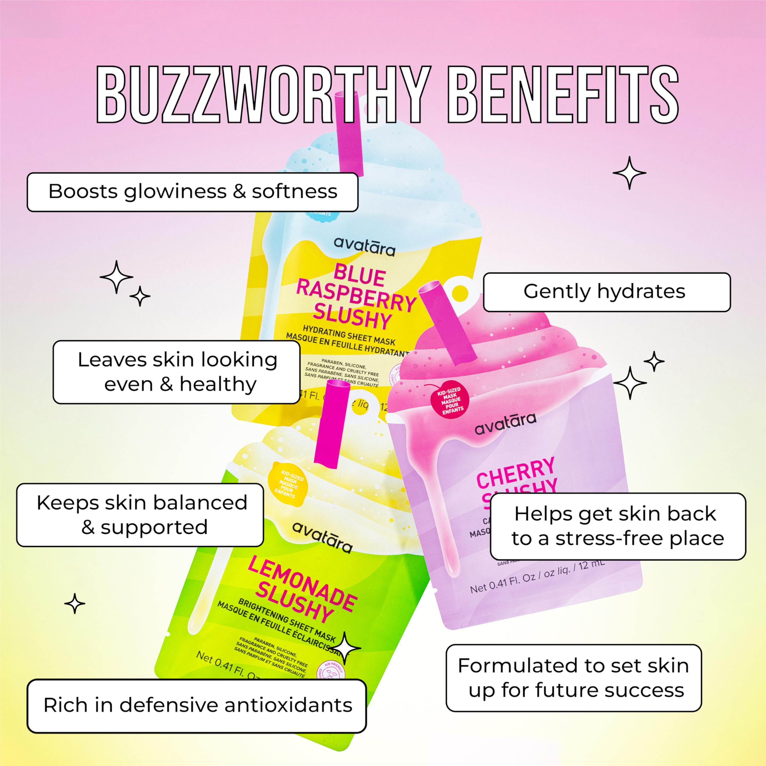 Avatara Kids Slushy Pack In Hand: easy-to-share skincare treats for sleepovers.