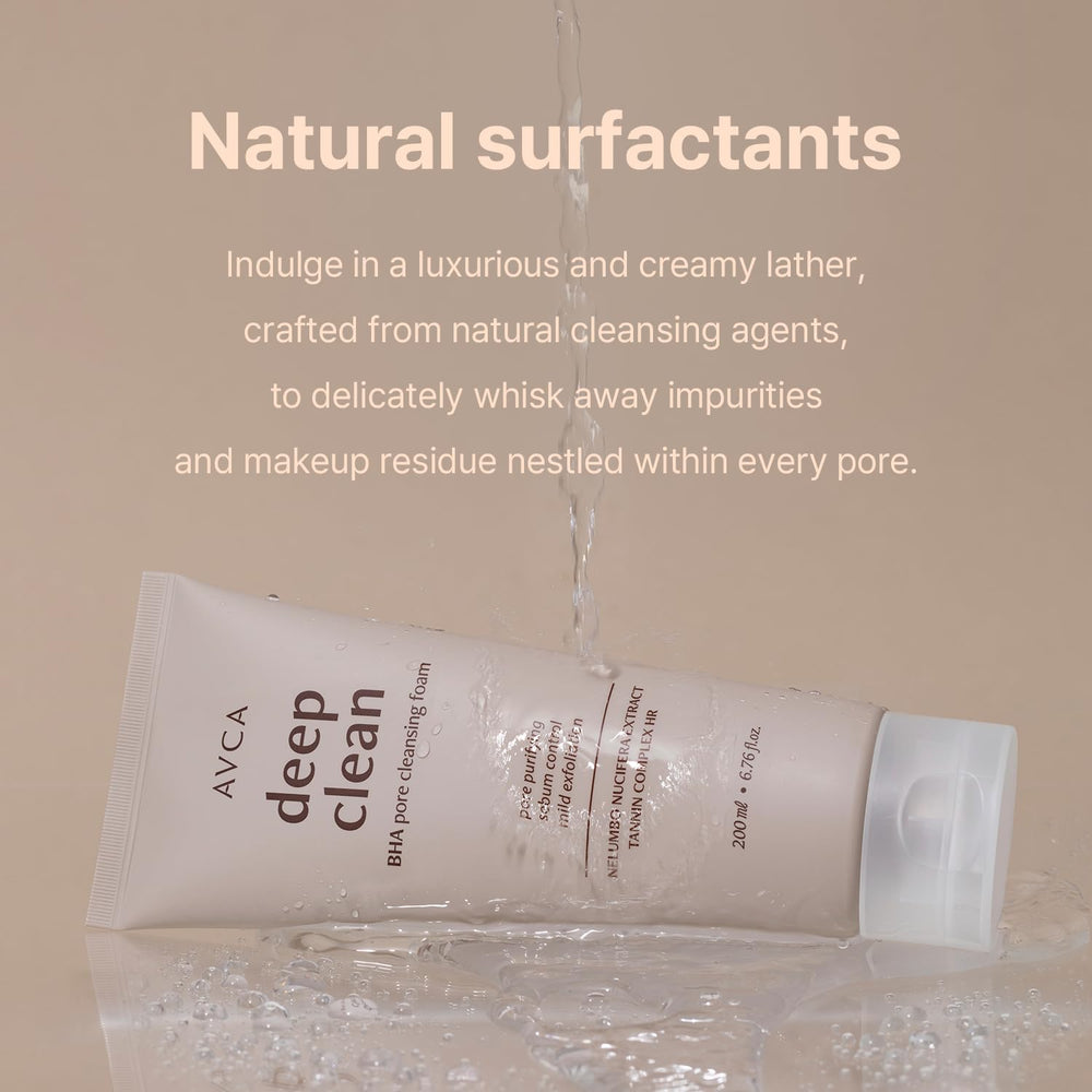 AVCA BHA Pore Cleansing Foam close-up foam reveals dense cleansing microfoam.