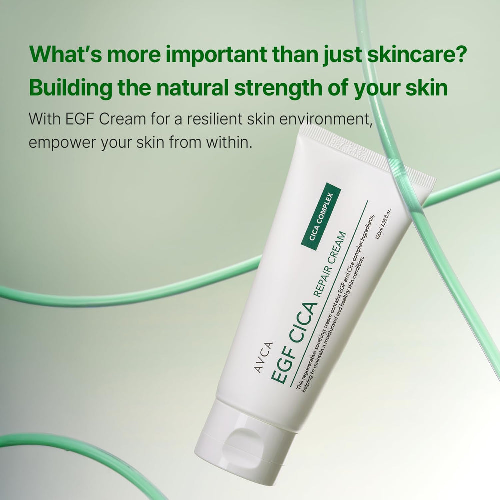 AVCA EGF Cica Repair Cream texture swatch reveals lightweight, fast-absorbing hydration.