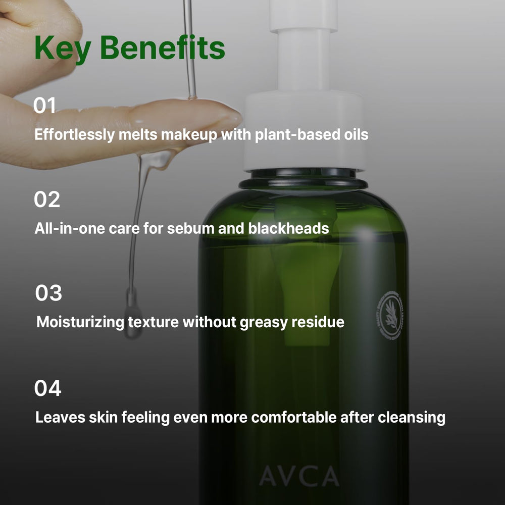AVCA Green Herb Blackhead Cleansing Oil melting makeup for easy removal.