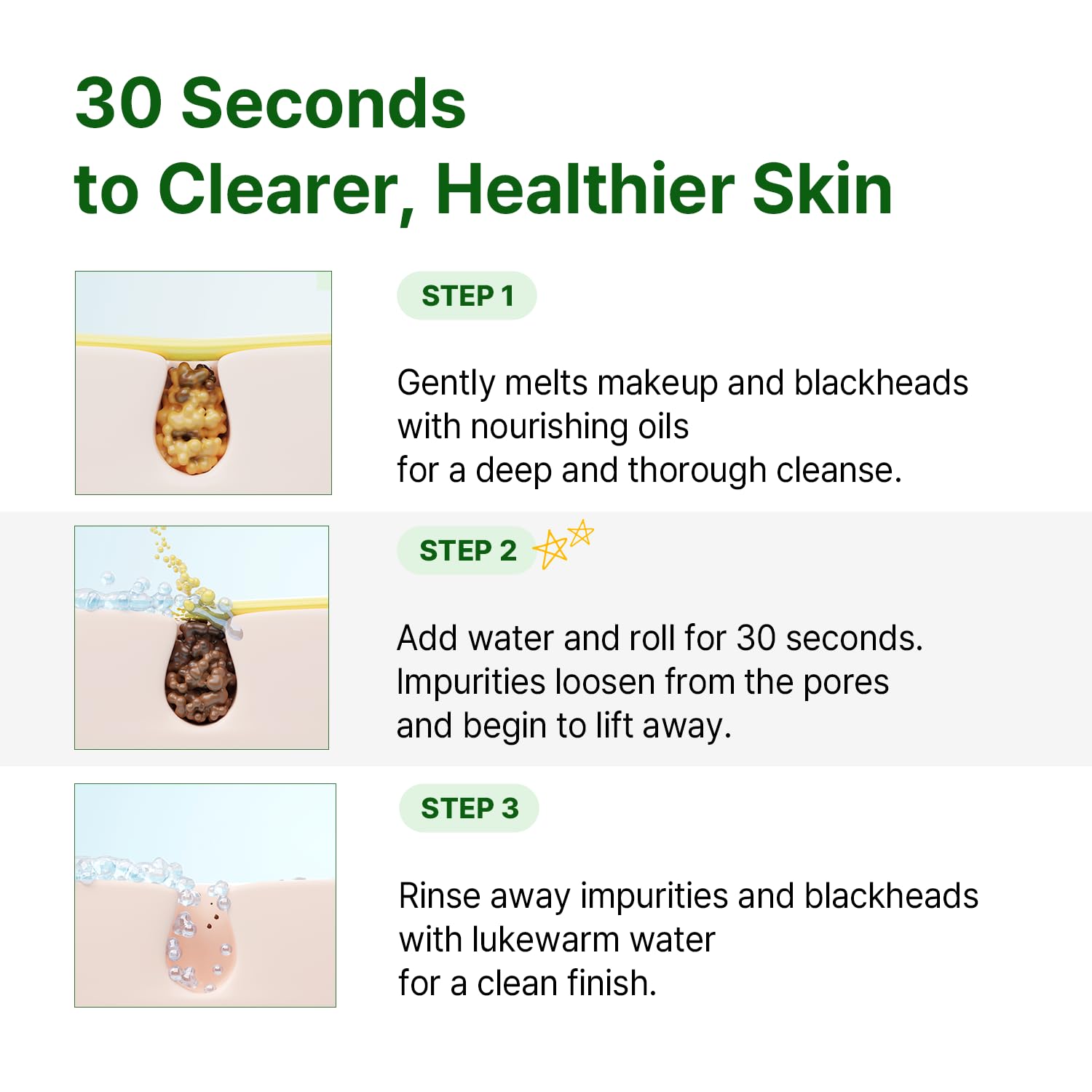 Illustration of AVCA cleanser ingredients including olive-squalane for skin hydration.