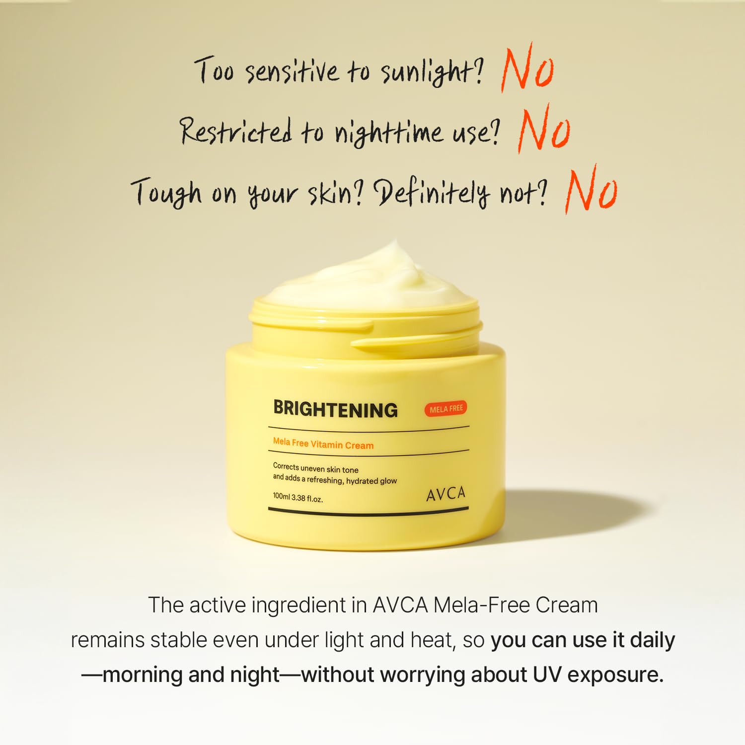 AVCA light-weight texture close-up shows citrus scent enhancing morning routine.
