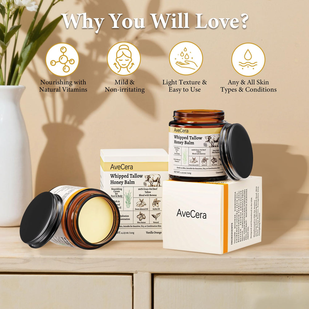AveCera balm on elbows knees and hands for dry skin care