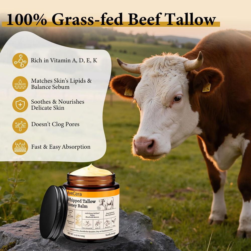 AveCera Vanilla Orange balm applied to the face for smooth hydration