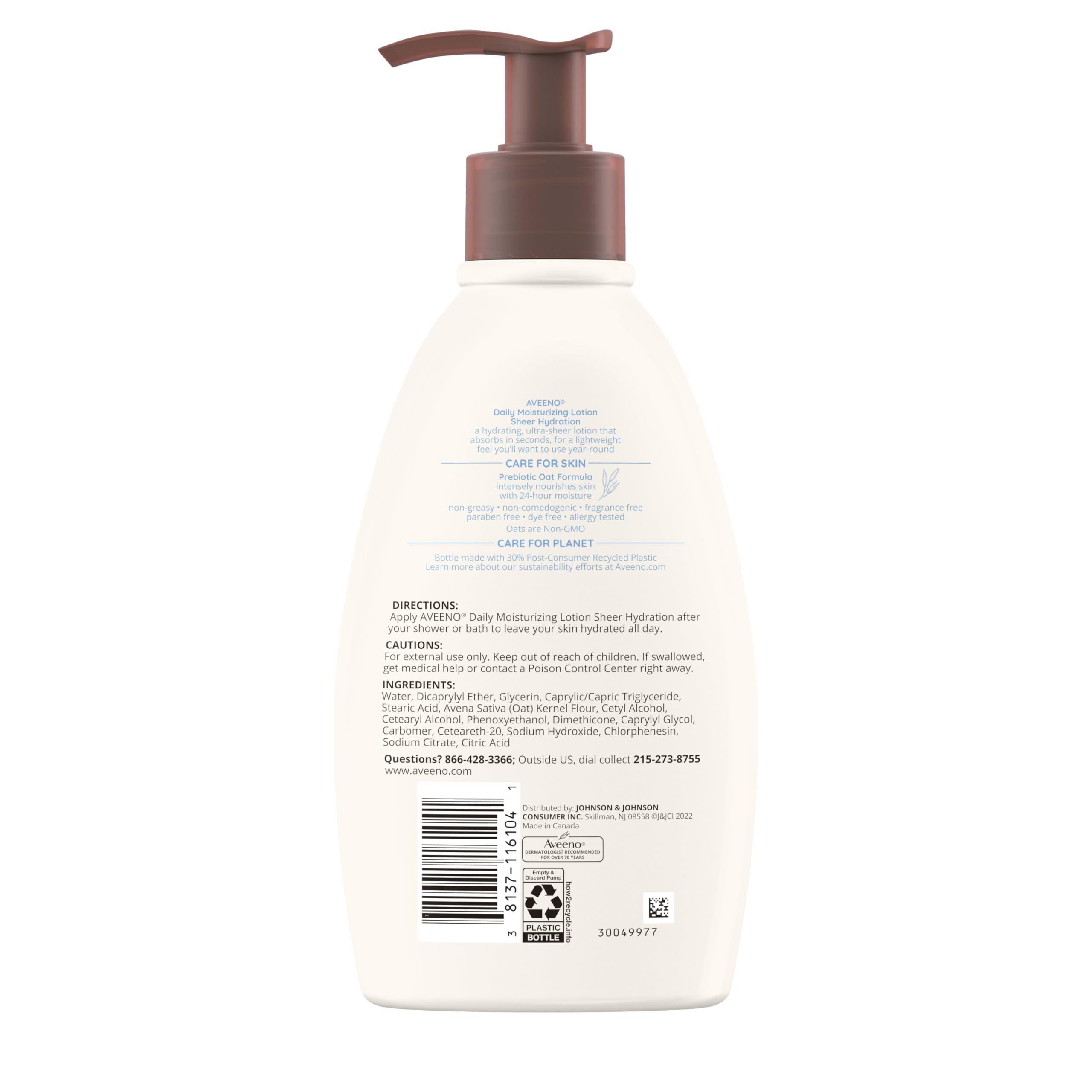 12-ounce bottle provides year-round moisture for all skin types with Aveeno.