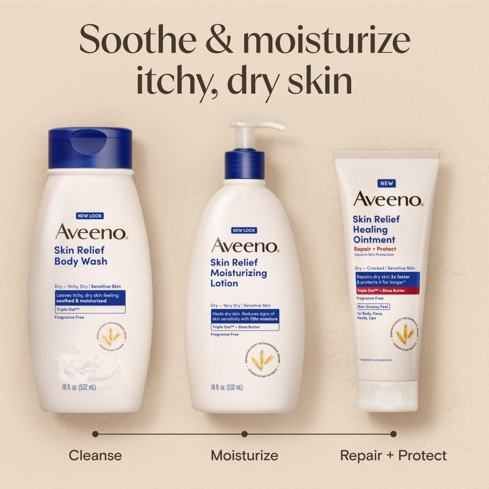 Aveeno packaging highlighting 72-hour moisture claim.