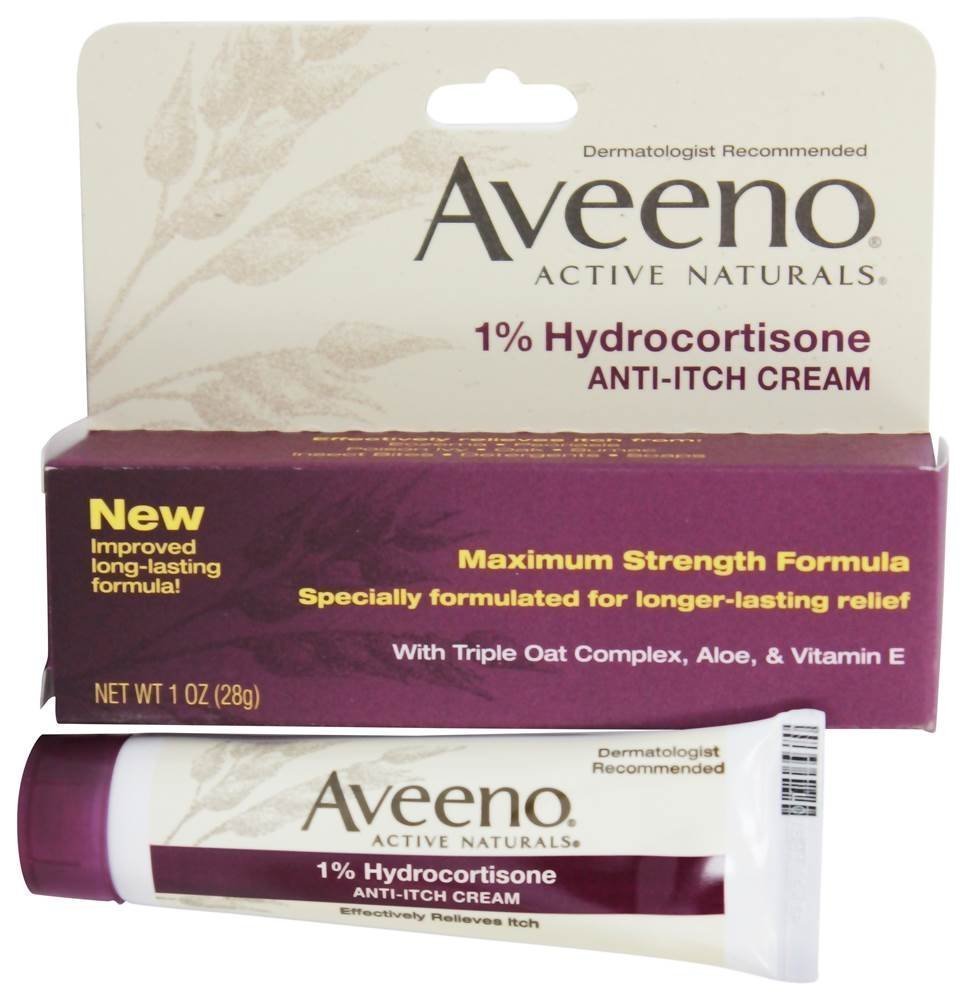 Aveeno Anti-Itch Cream 1 Percent Hydrocortisone tube; oats-based formula for skin comfort