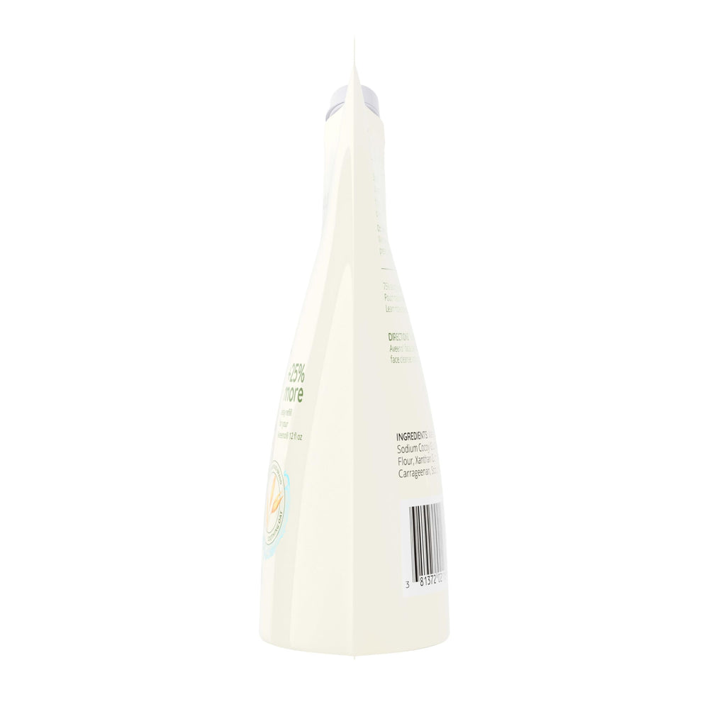 Aveeno cleanser bottle with cap removed ready to refill