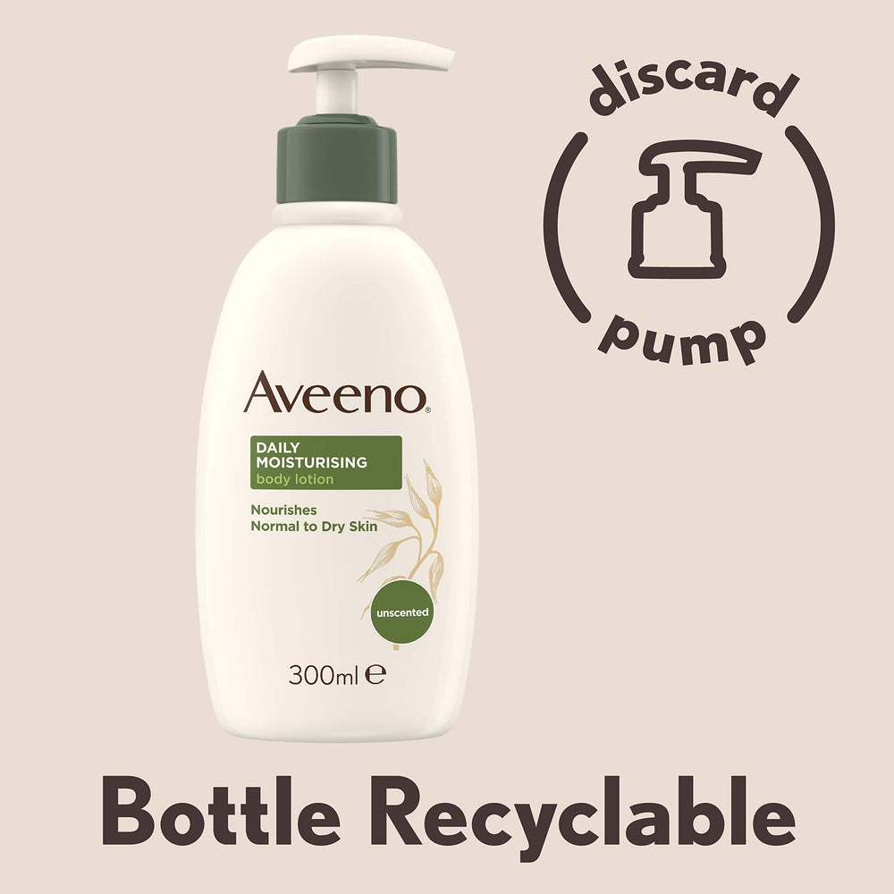 Aveeno Daily Moisturising Lotion absorbs quickly for soft skin.