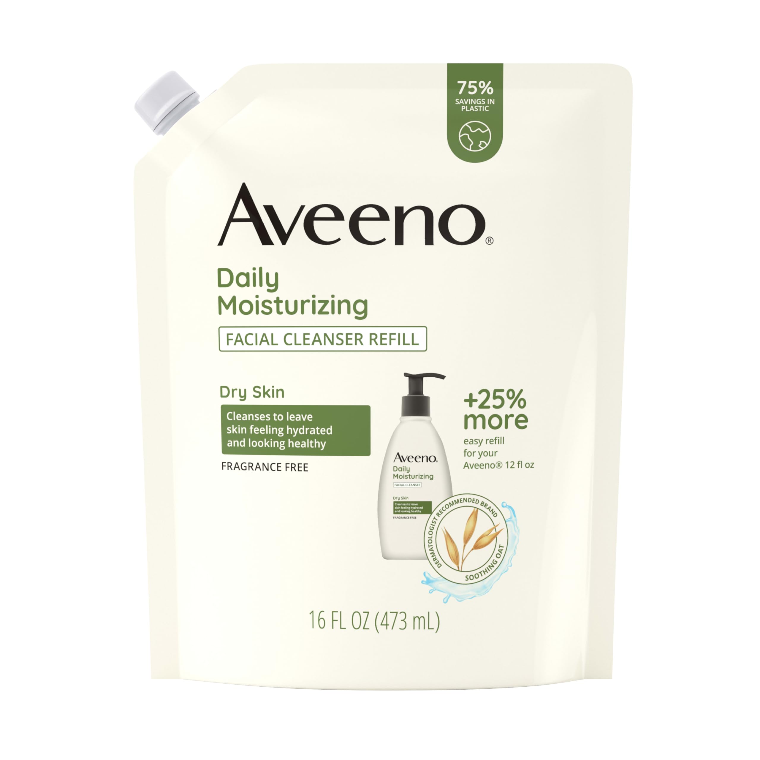 Aveeno daily moisturizing facial cleanser refill pouch ready for convenient reloading
