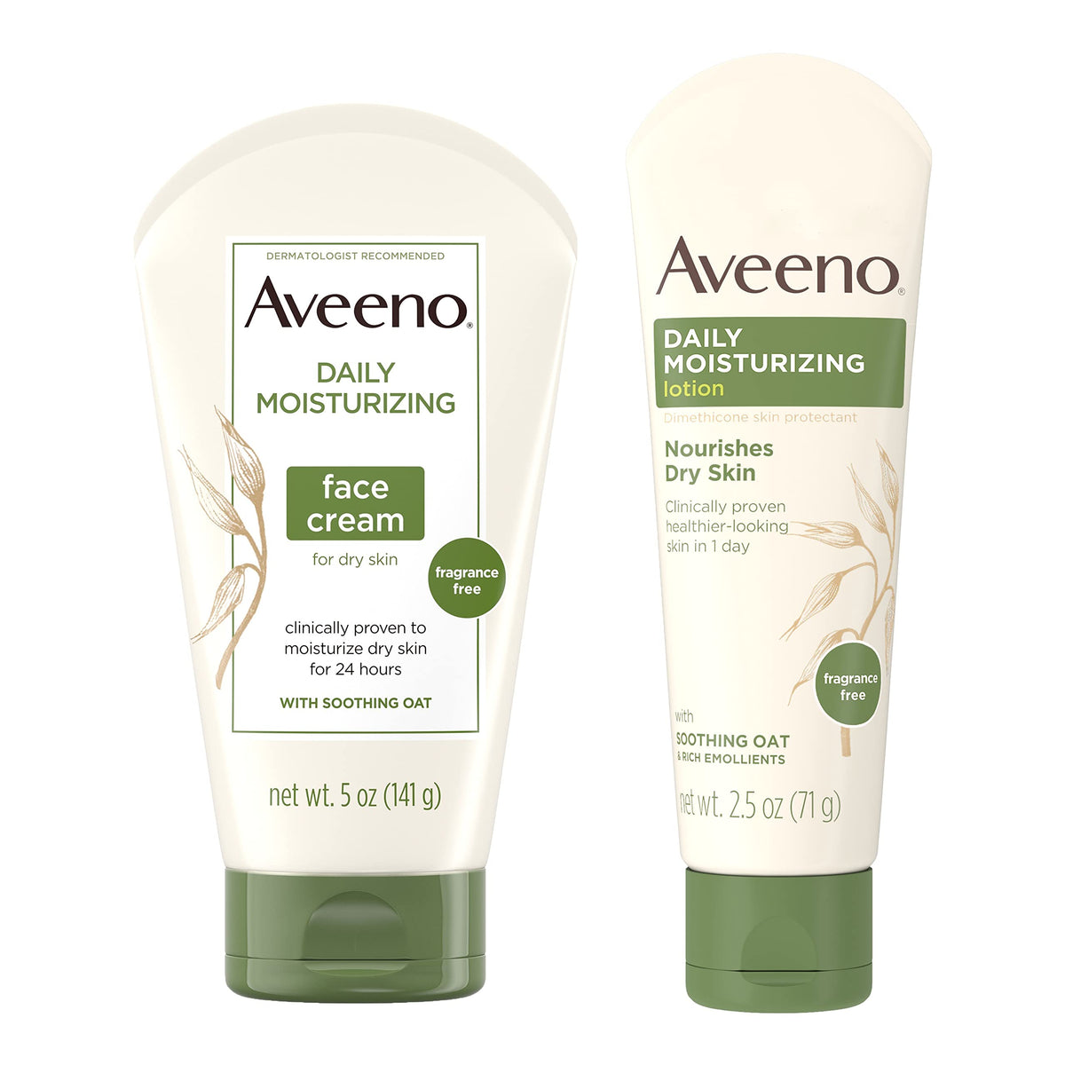 Aveeno daily moisturizing face cream 5 oz front view showing fragrance-free formula for lasting hydration.