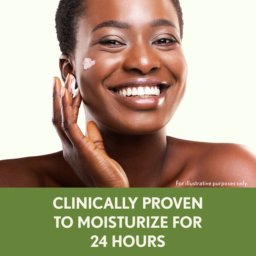 Aveeno daily moisturizing face cream texture close-up highlighting light absorption.