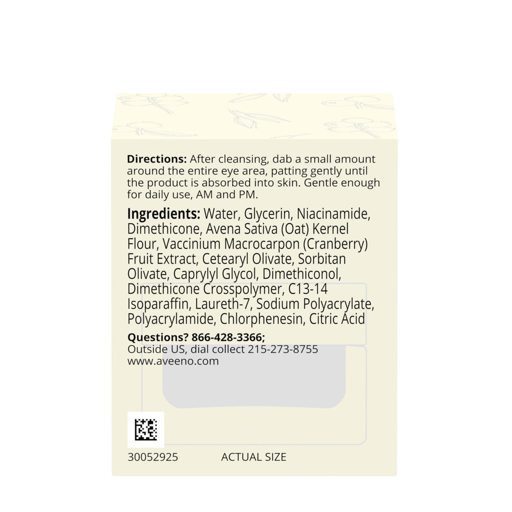Trusted Aveeno brand with decades of dermatologist-recommended eye care.