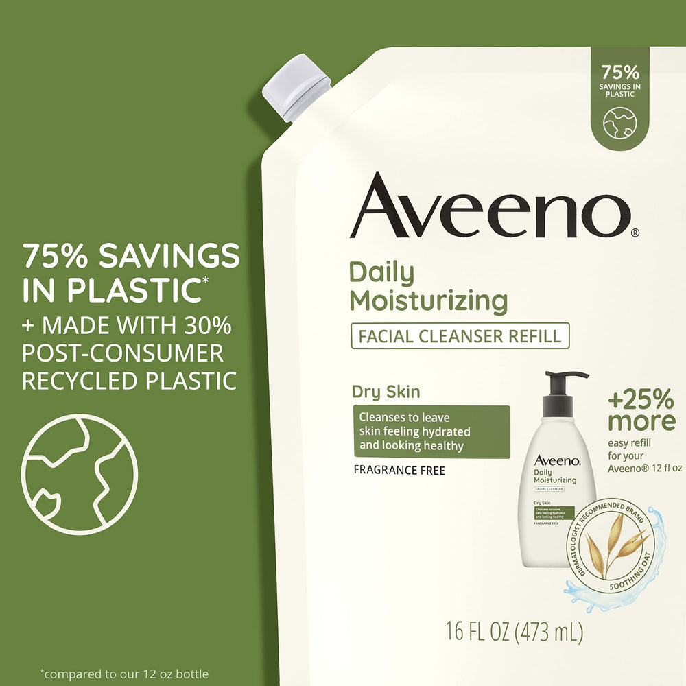Fragrance-free Aveeno face wash pour and rinse for sensitive skin