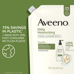 Fragrance-free Aveeno face wash pour and rinse for sensitive skin