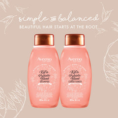 Aveeno Kefir Probiotic Blend Shampoo kefir extract signals scalp microbiome balance.
