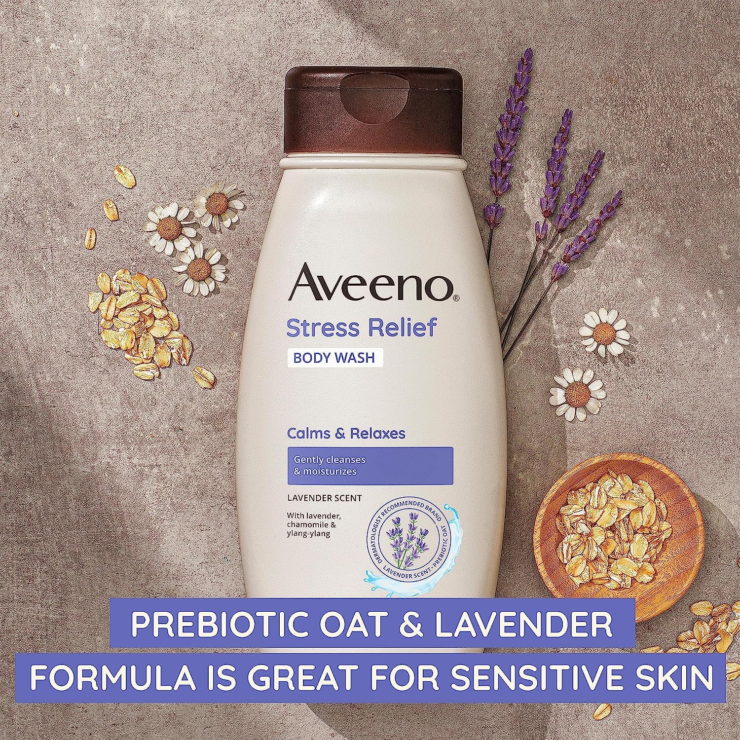Lavender scent of Aveeno promotes a relaxing shower experience.