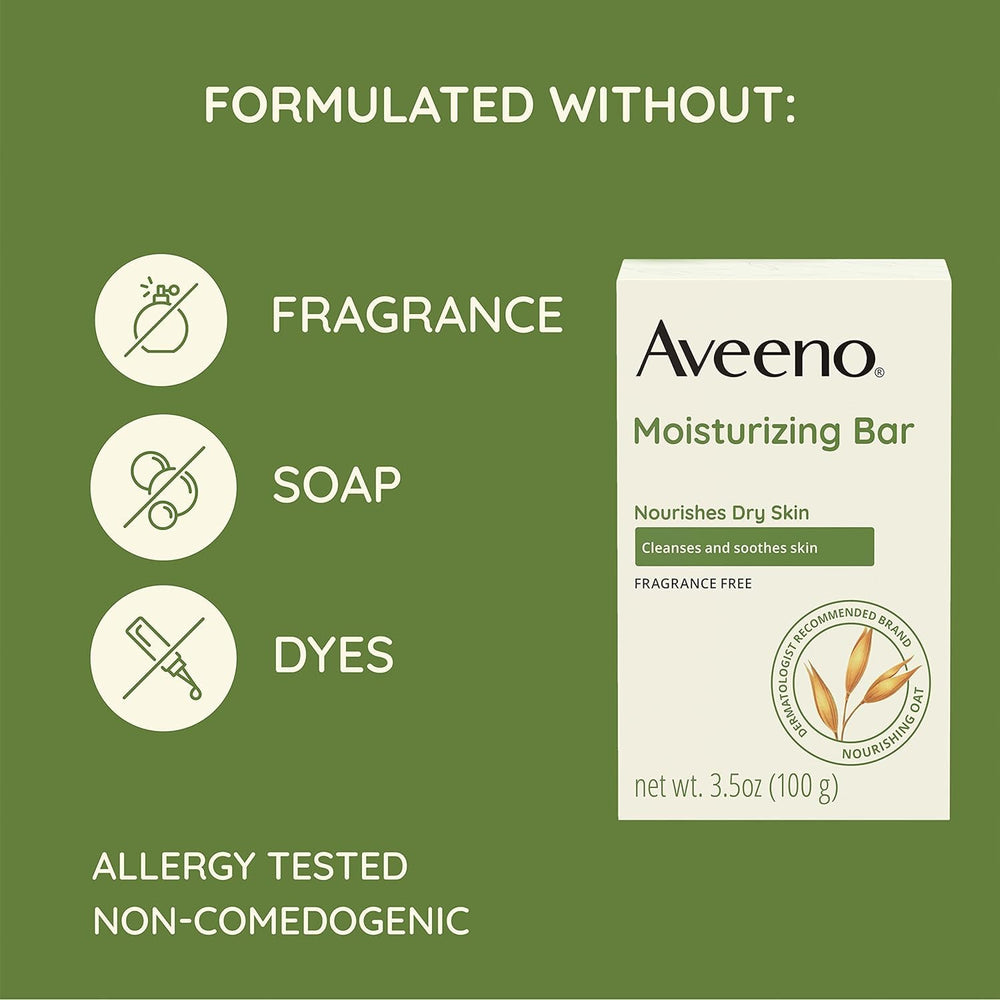 Aveeno Naturals Moisturizing Bar is pH-balanced to support the skin barrier