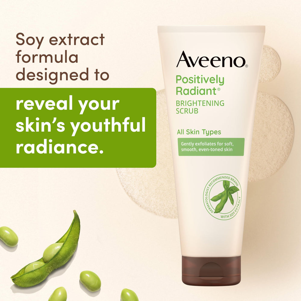 Granules in Aveeno scrub provide gentle exfoliation for smoother skin.