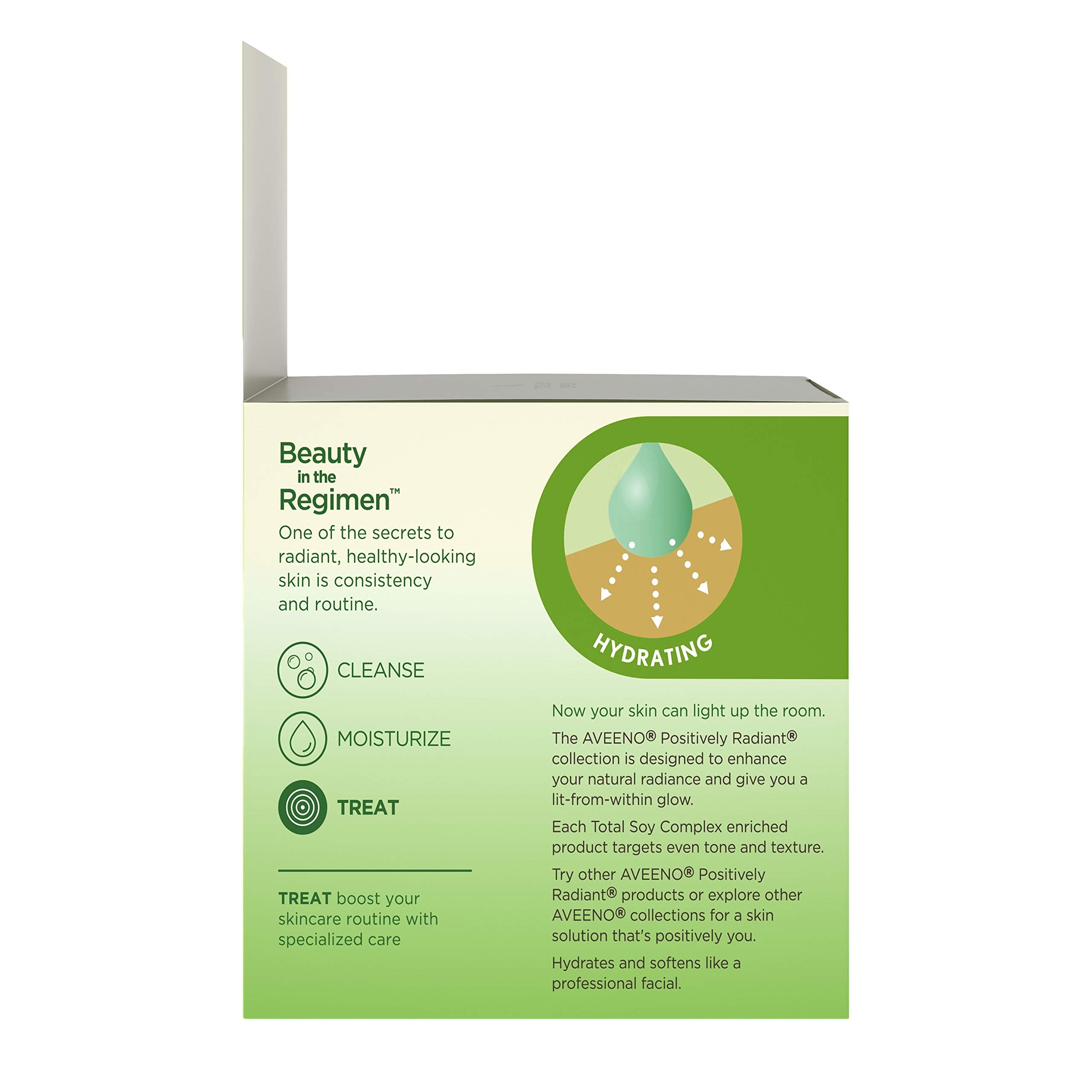 Aveeno Positively Radiant night-time routine setting emphasizes evening use.