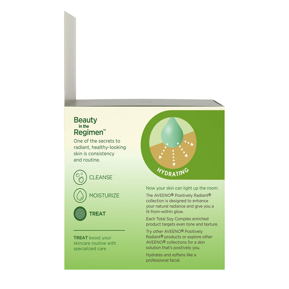 Aveeno Positively Radiant night-time routine setting emphasizes evening use.