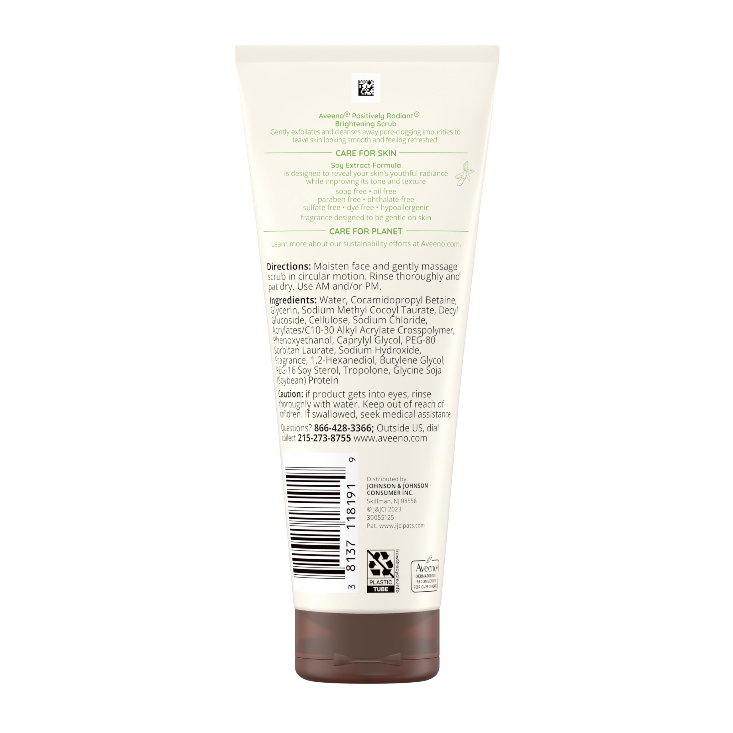 Soy extract highlighted on Aveeno Positively Radiant label.