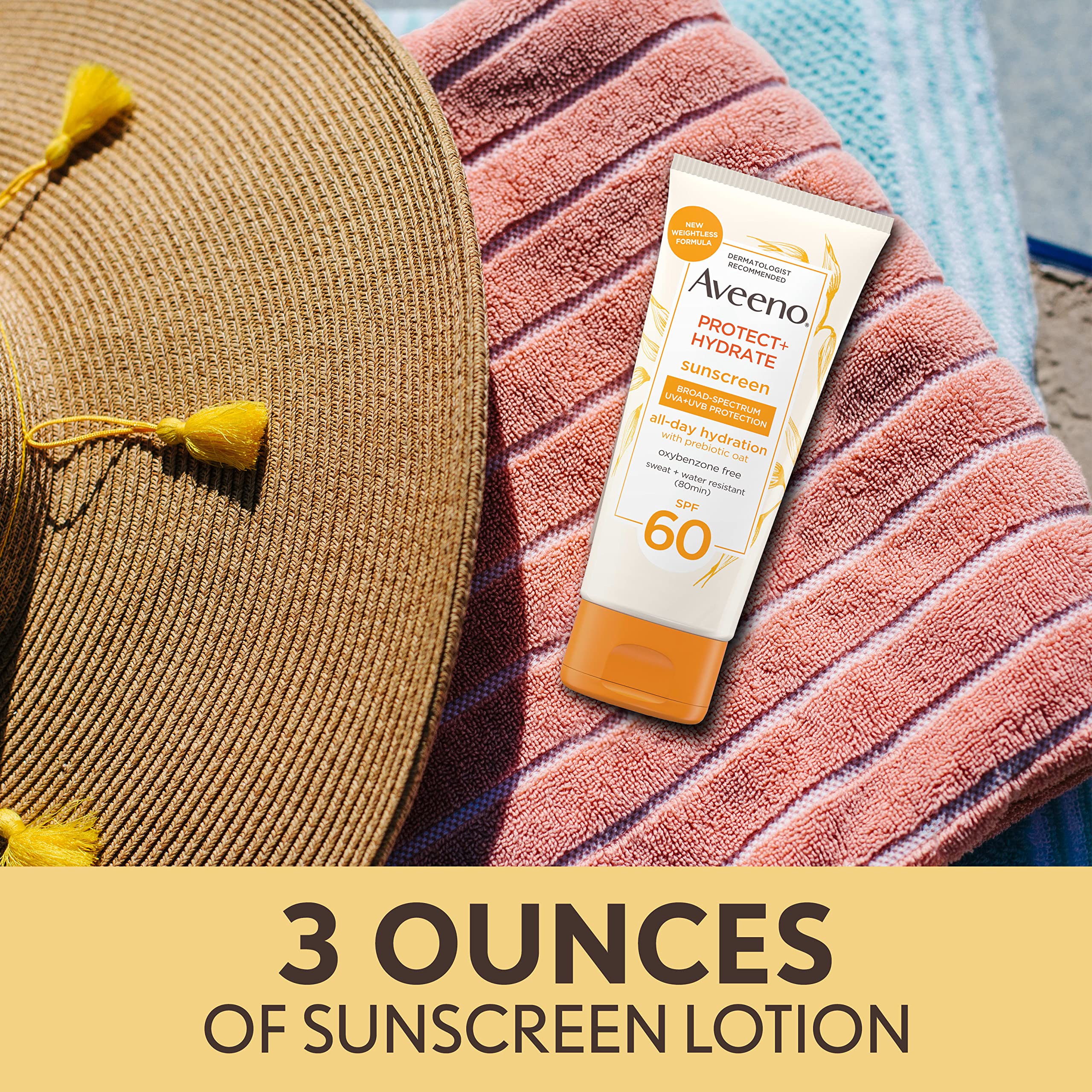 Aveeno Protect + Hydrate SPF 60 application for outdoor activities protection.