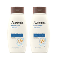 Aveeno Skin Relief Fragrance-Free Body Wash bottle front view for sensitive skin.
