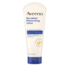 Aveeno Skin Relief lotion in 8 oz pump bottle for fast absorption in use.