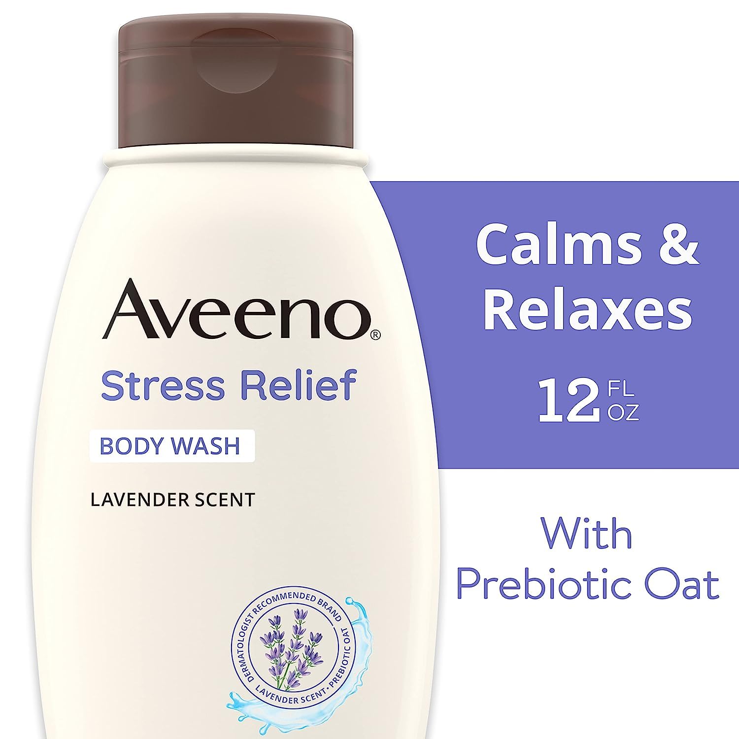 Creamy lather of Aveeno stress relief for a gentle shower cleanse.