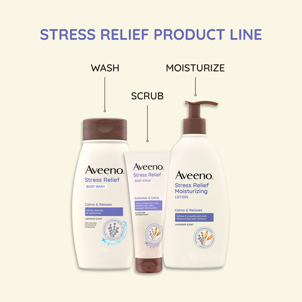 Pack of three Aveeno bottles signals value and convenience
