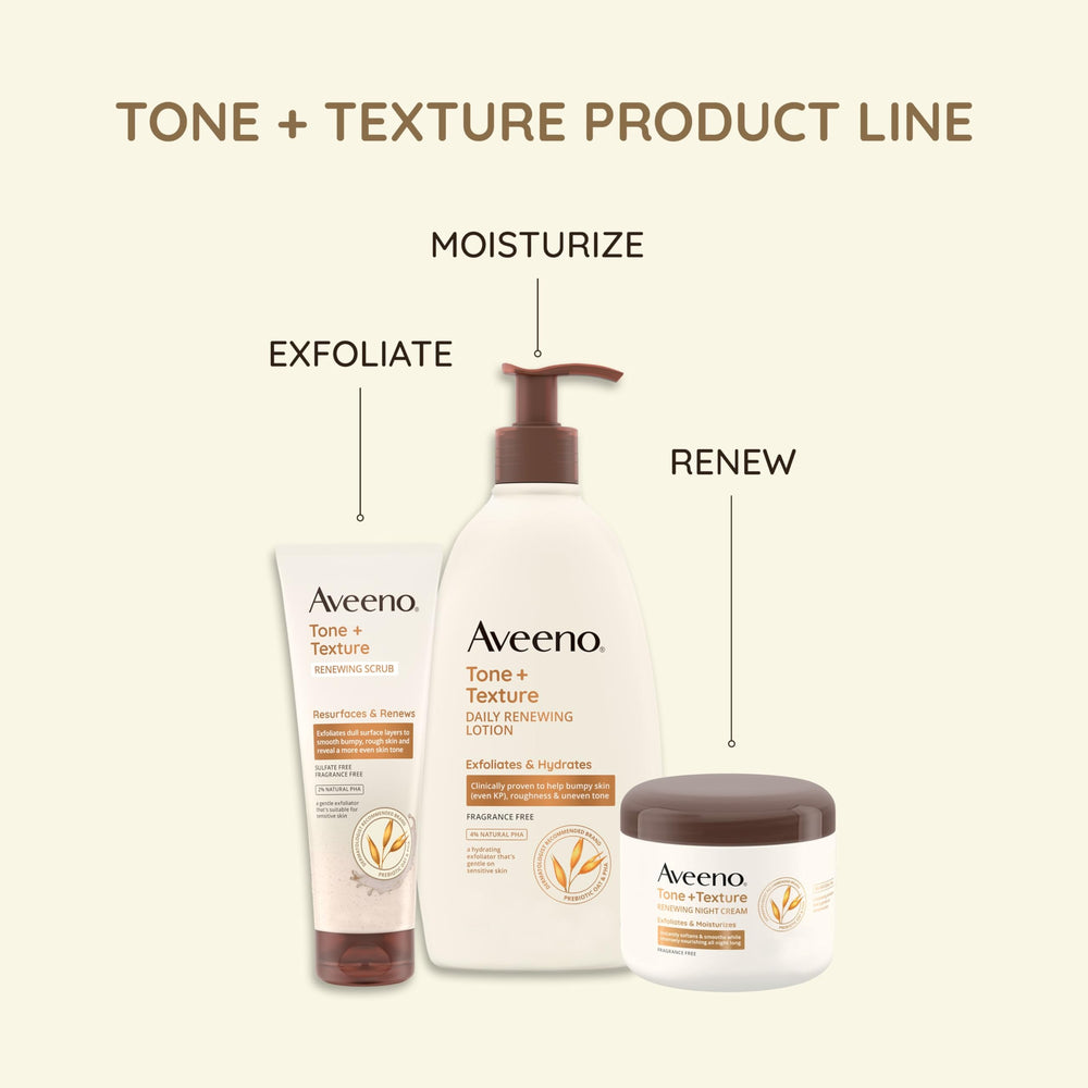 Aveeno Tone + Texture lotion absorbent finish with a non-greasy feel.