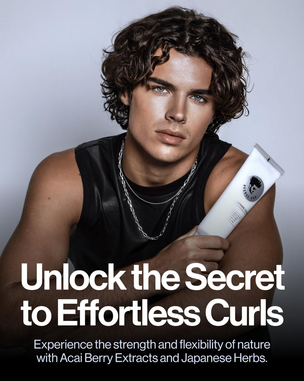 Defined curls with Avenue Man curl defining cream offering lasting shape.