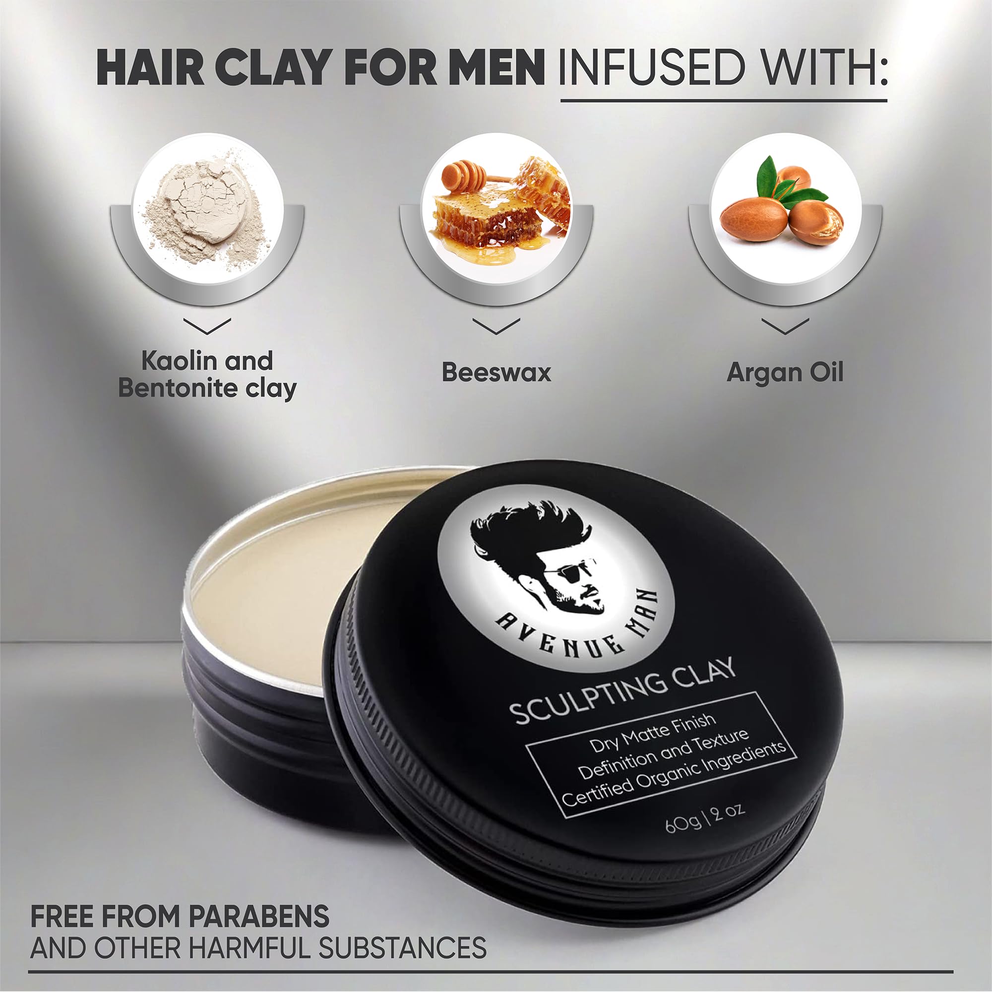 Textured hair with Avenue Man Hair Clay for a matte, defined look