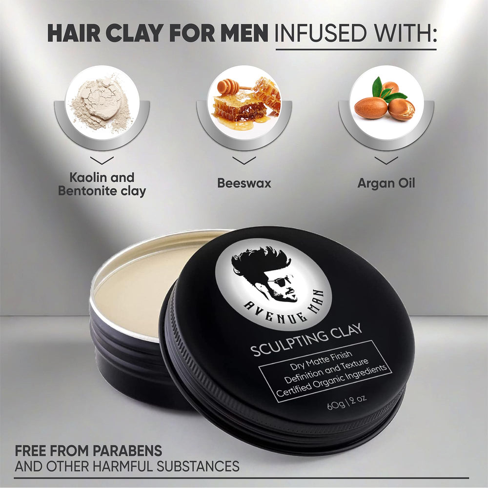 Textured hair with Avenue Man Hair Clay for a matte, defined look