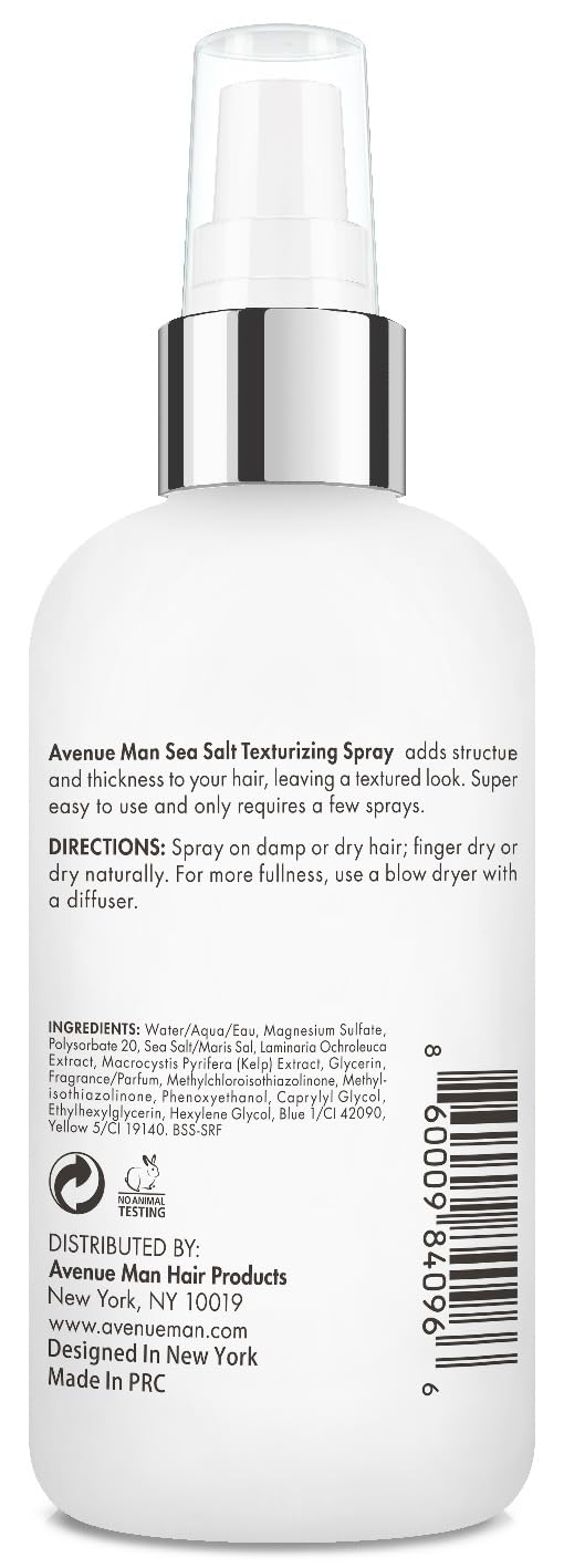 Avenue Man sea salt spray provides weather-resistant texture for all-day hold.