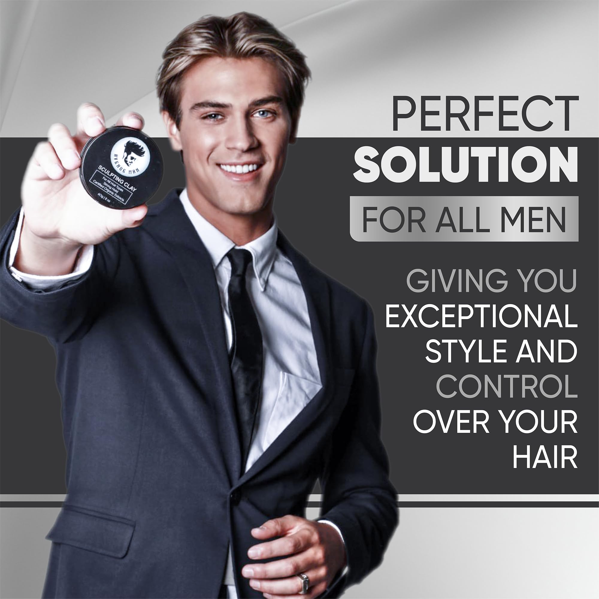 Ingredients highlight kaolin and bentonite clays used in Avenue Man Hair Clay