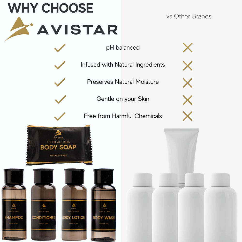 Avistar hotel soap bars bulk set arranged for easy guest access.