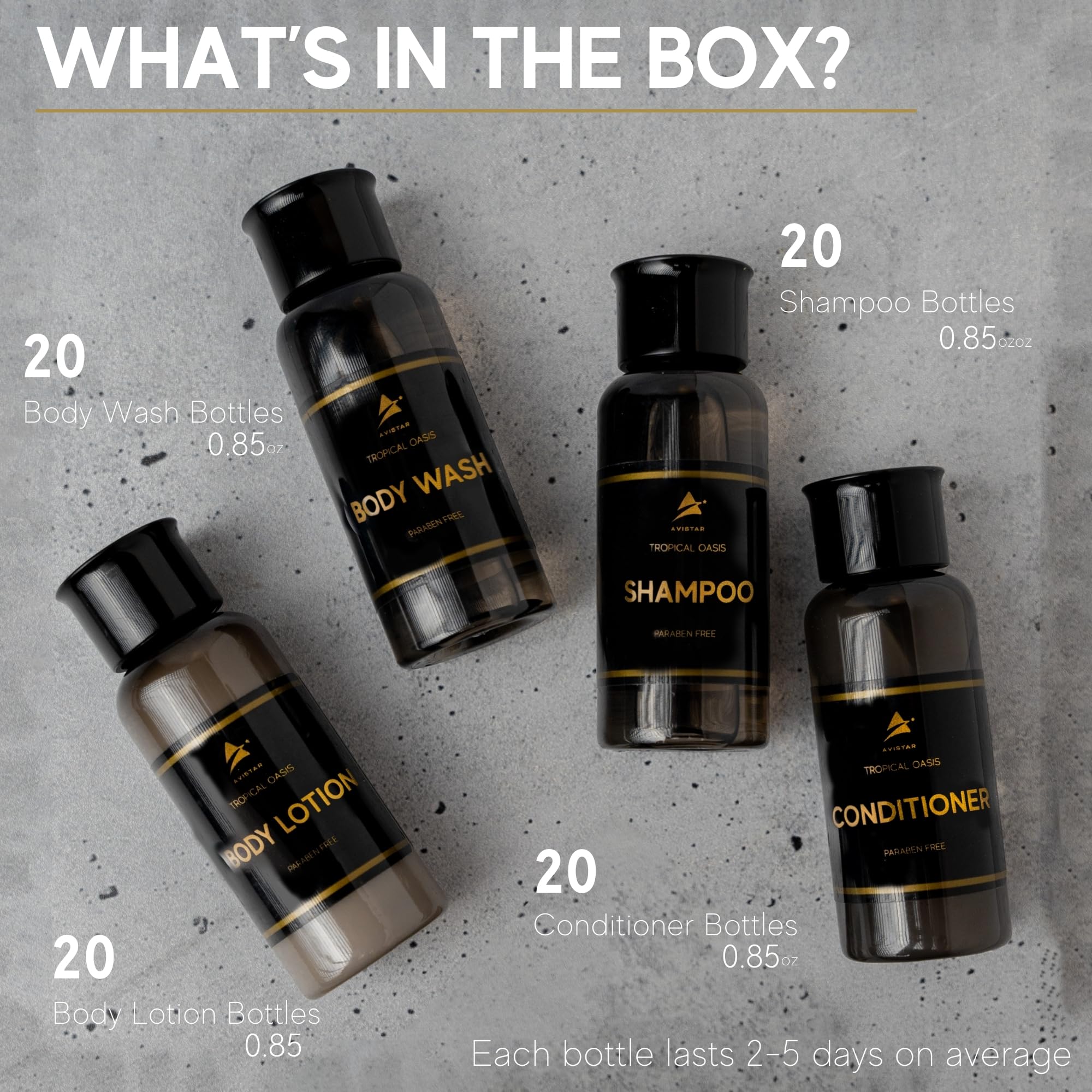 Avistar travel-size conditioner bulk bottles designed for guest care.