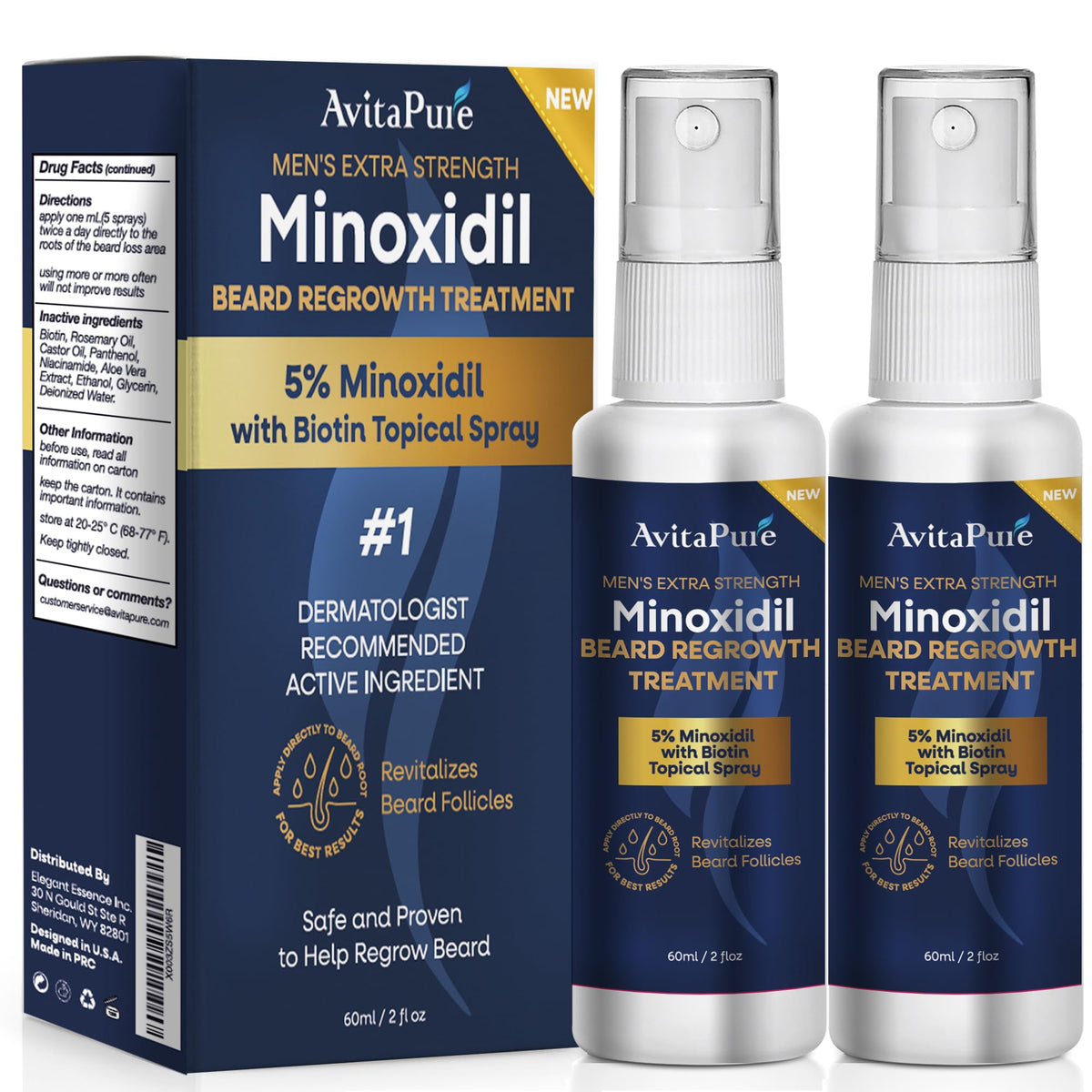 AVITAPURE Minoxidil Beard Growth Oil bottle for easy application and nourishing support.