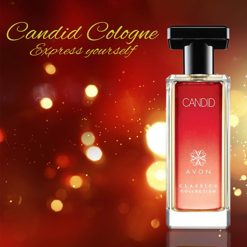 AVON Candid travel-size bottle image showcases on-the-go freshness.