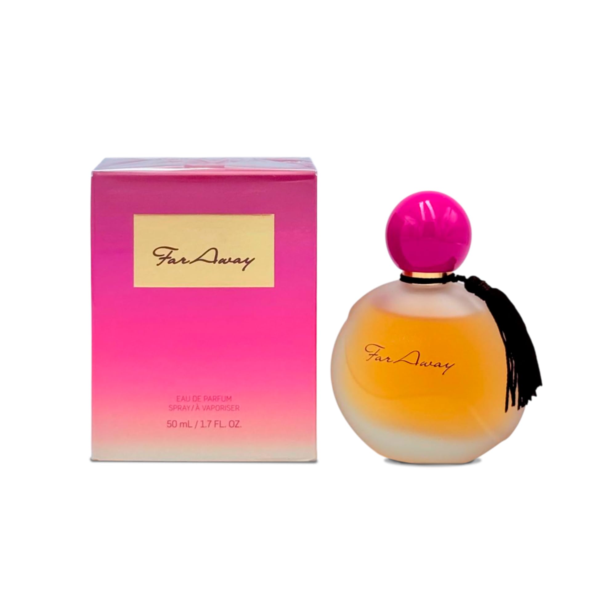 AVON Far Away Eau de Parfum bottle, a long-lasting romantic scent for evening wear