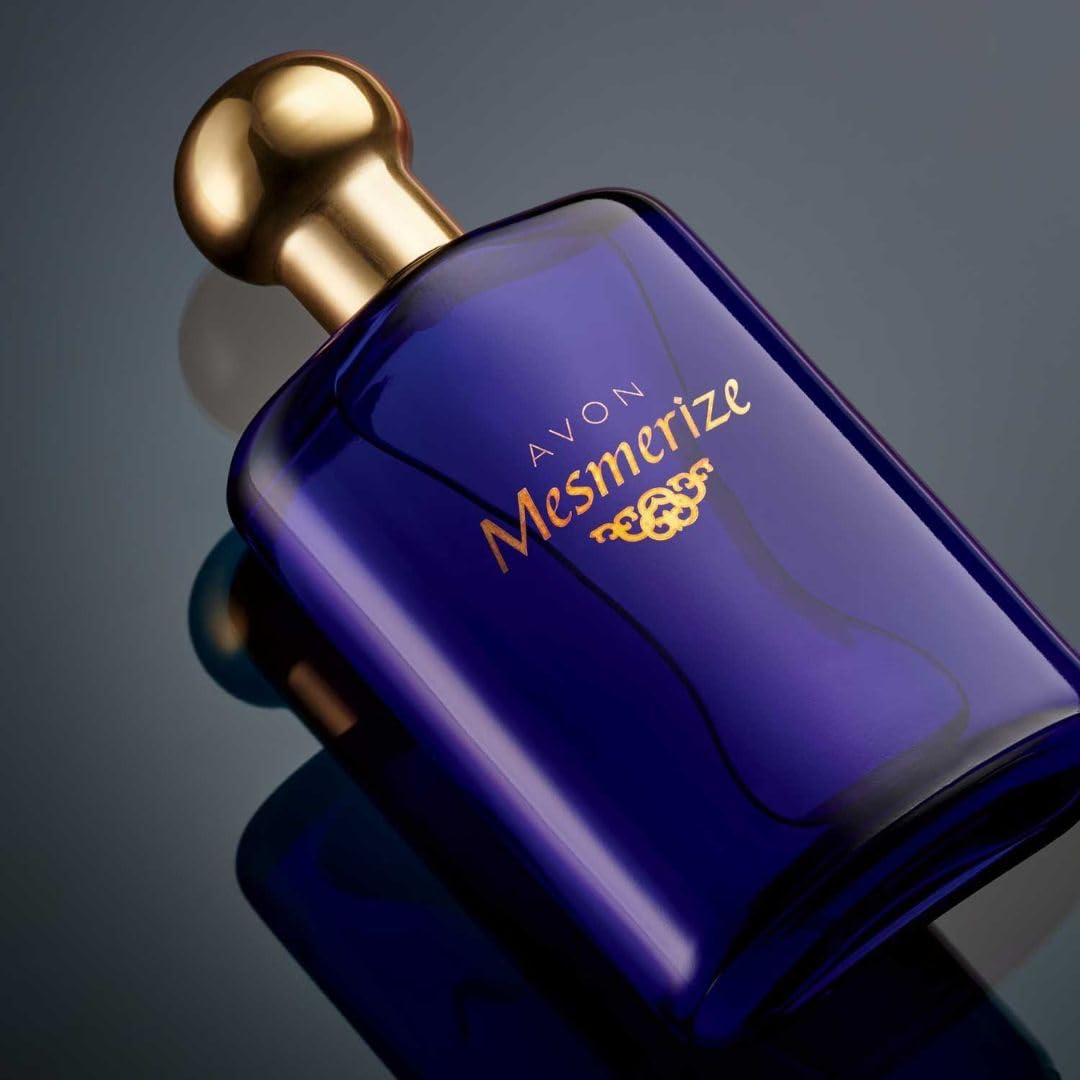 Close-up of AVON Mesmerize Men bottle cap highlighting premium design.
