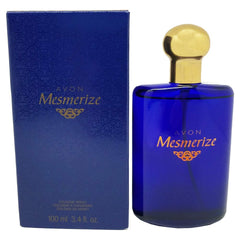 AVON Mesmerize Men bottle front displays timeless woody-spicy signature.