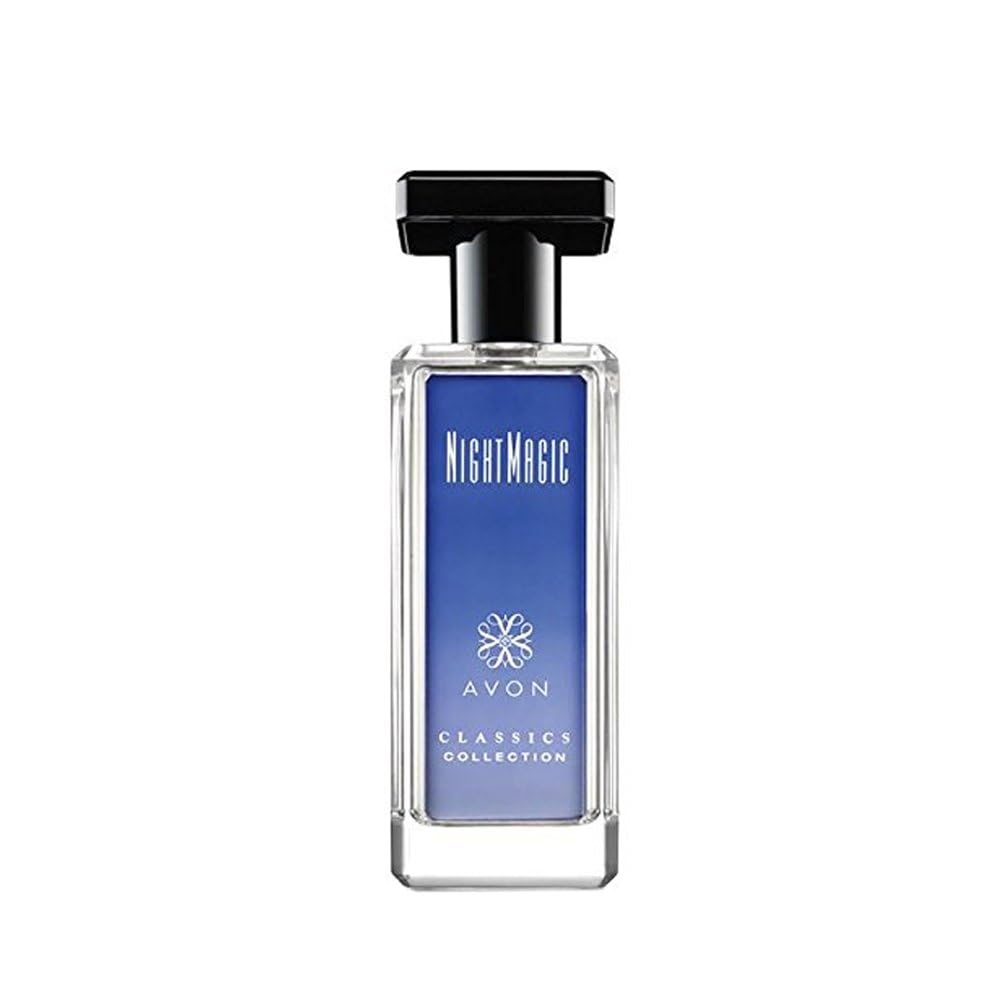 Avon Night Magic bottle front, woody floral scent for evening wear
