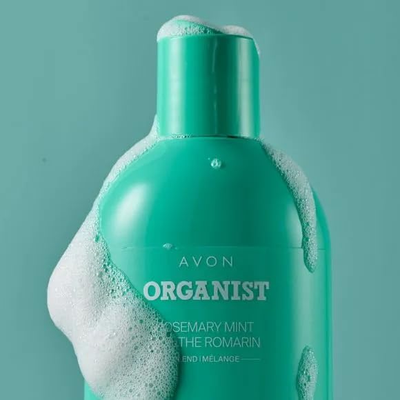 AVON Organist Rosemary Mint Shampoo strengthens strands for daily care and vitality.