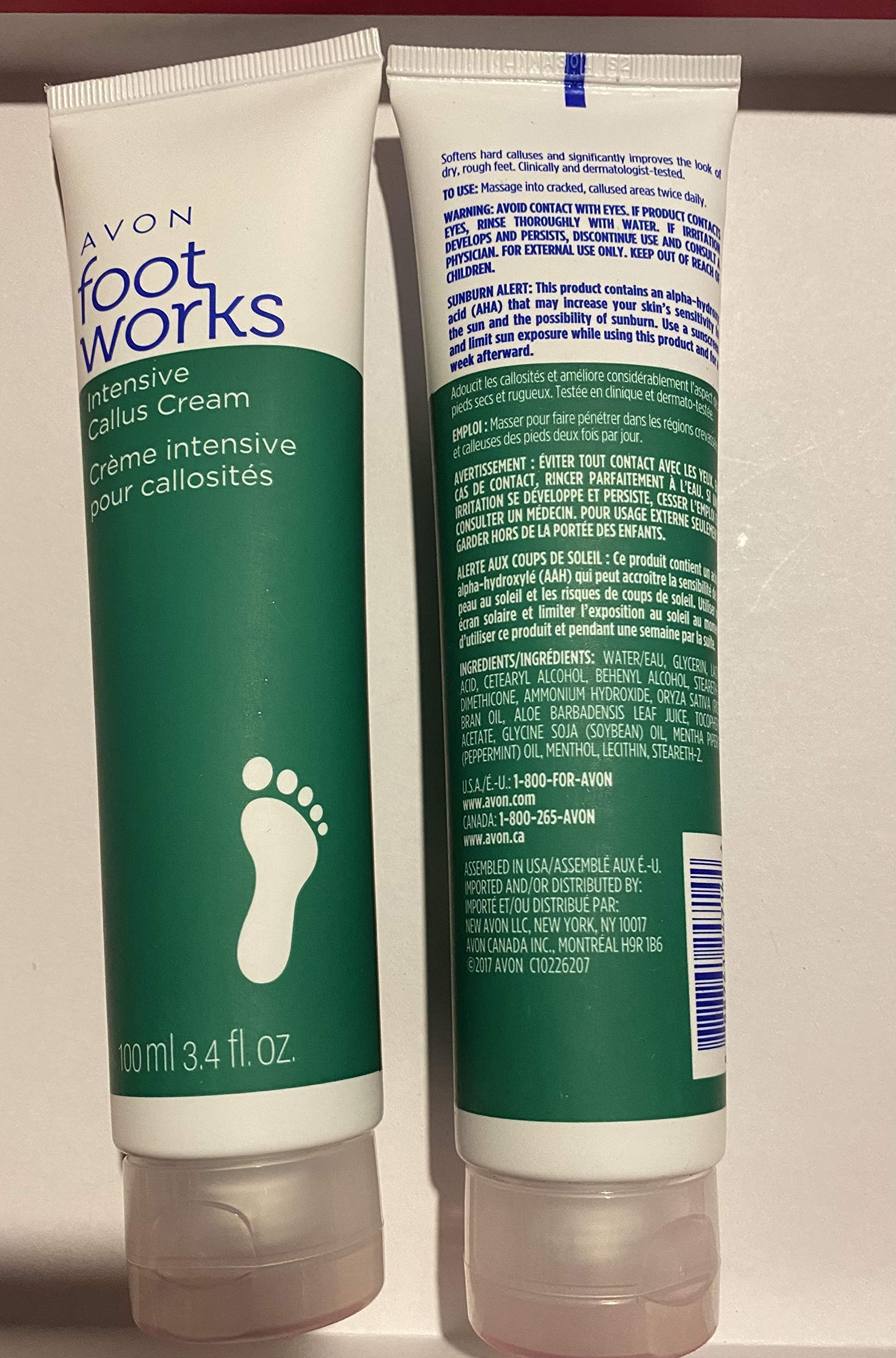 AVON Peppermint Foot Works cream being applied to heel for cooling relief.