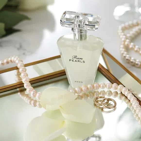 AVON Rare Pearls packaging appeals as a thoughtful gift for fragrance lovers.